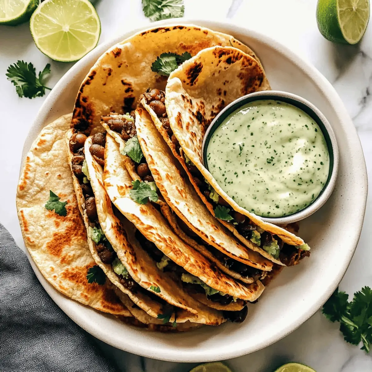 Crispy Black Bean Tacos with Cilantro Lime Sauce Bliss