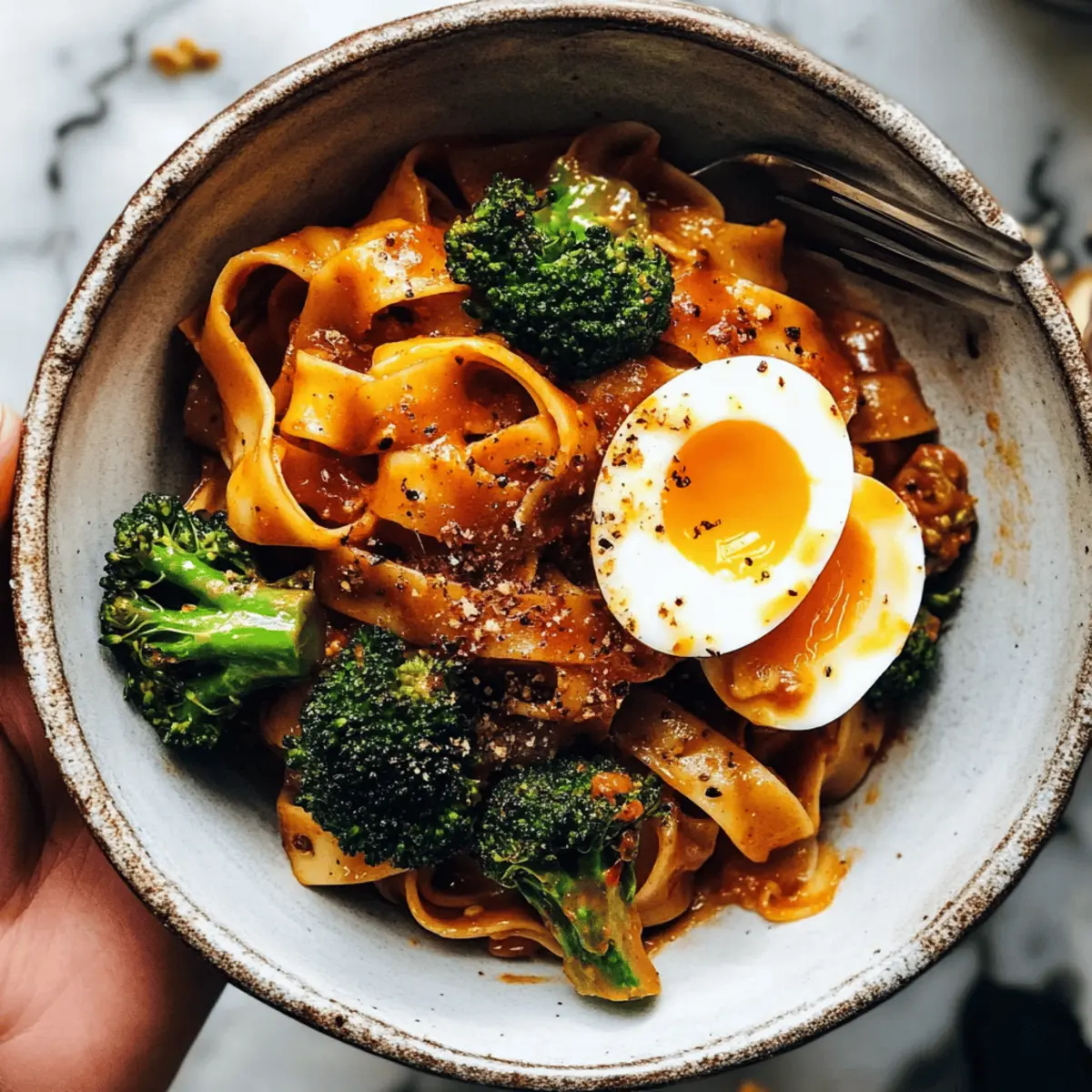 Spicy Chili Garlic Pappardelle with Roasted Broccoli Bliss