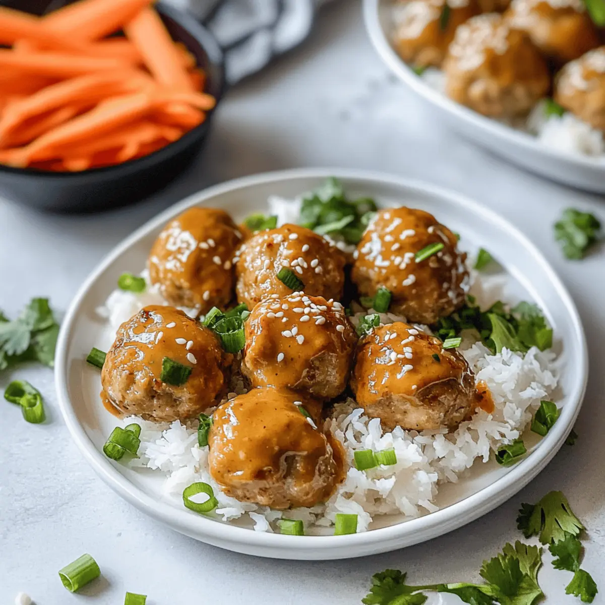 Asian Chicken Meatballs with Creamy Peanut Sauce Delight