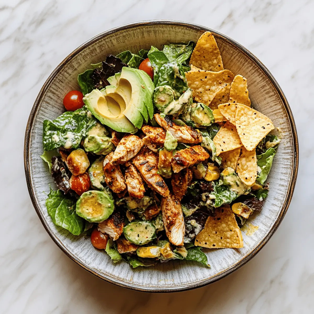 Savory Chicken Tortilla Salad with Creamy Lime Dressing