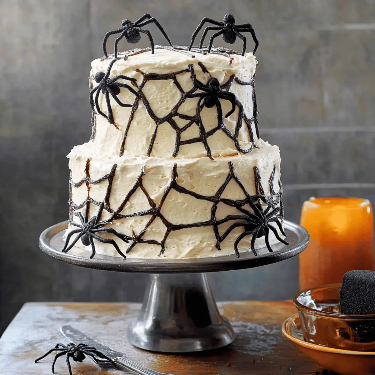 Devil's food cakeCobweb-Covered Spider Cake