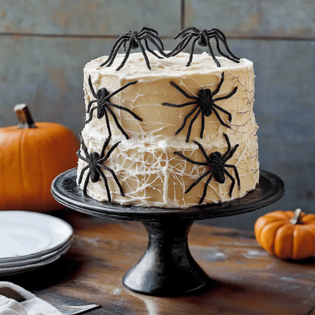 Spooky Devil's Food Cake: Delight with Cobweb-Covered Fun