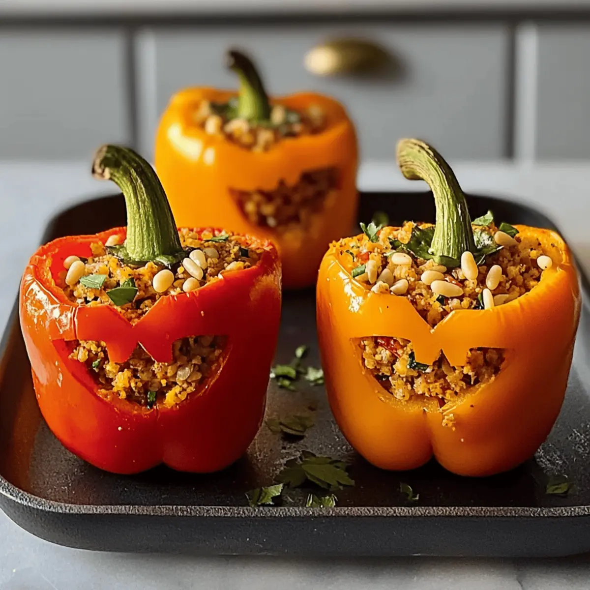 Healthy Halloween stuffed peppers h0wuyq