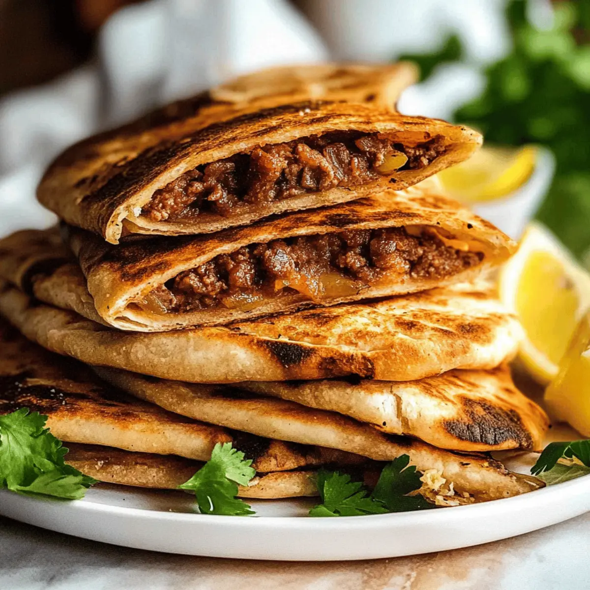 Lebanese Meat Stuffed Crispy Pita at3ilb