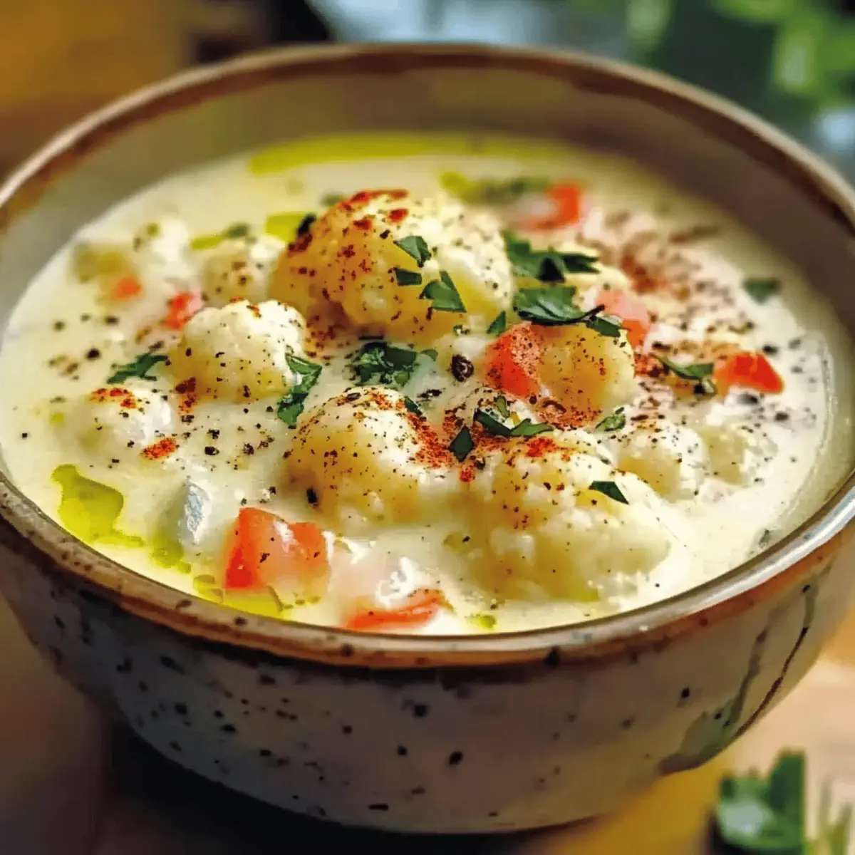 Mediterranean Style Cauliflower Soup gmomup