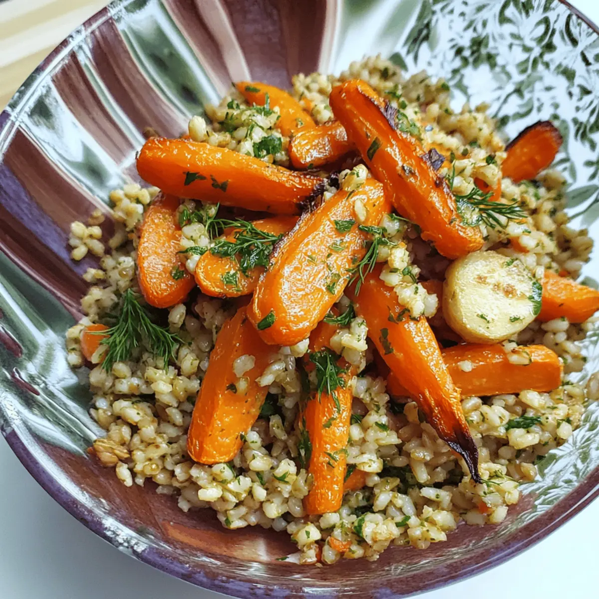Roasted Carrots and Farro with Citrusy Ginger Dill Delight