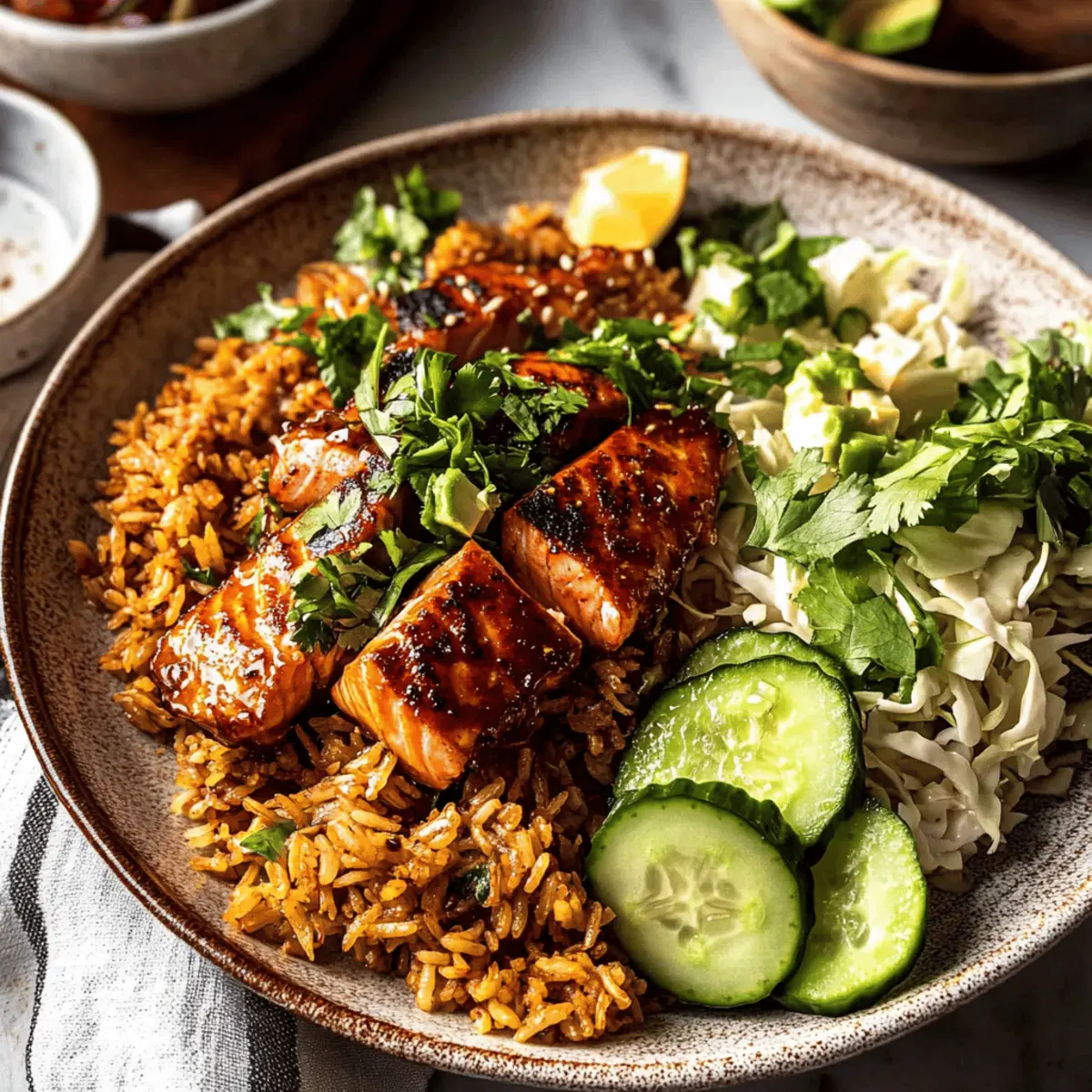 Spicy Chipotle Honey Salmon Rice Salad. ydcw7z