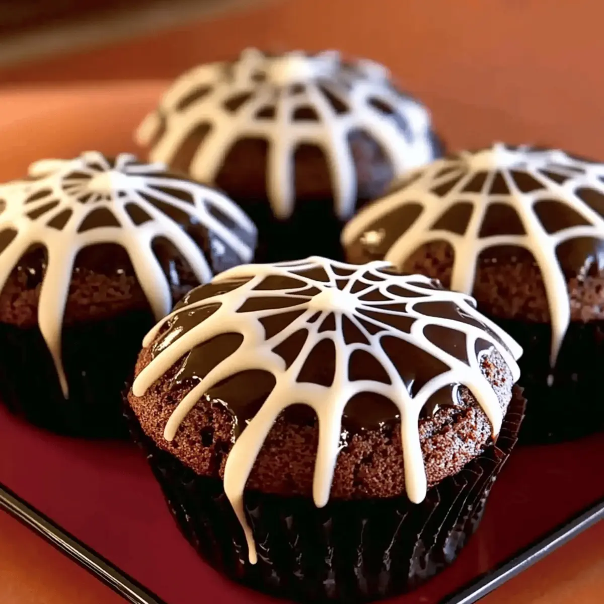 Spider Web Chocolate Fudge Muffins for Spooktacular Fun