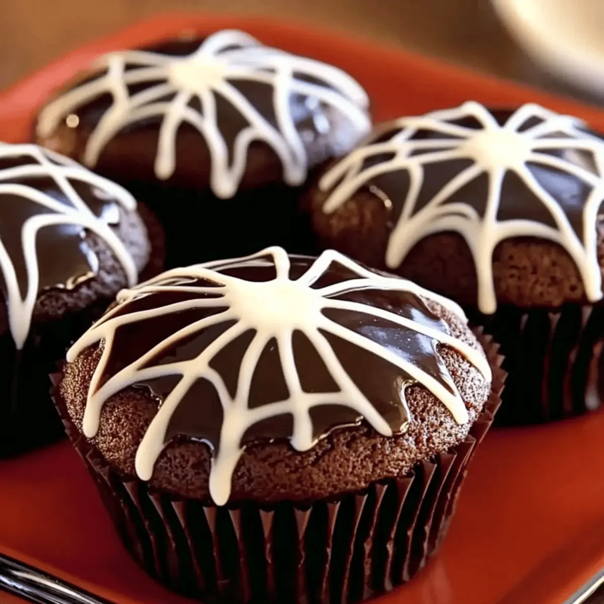 Spider web chocolate fudge muffins roliyq