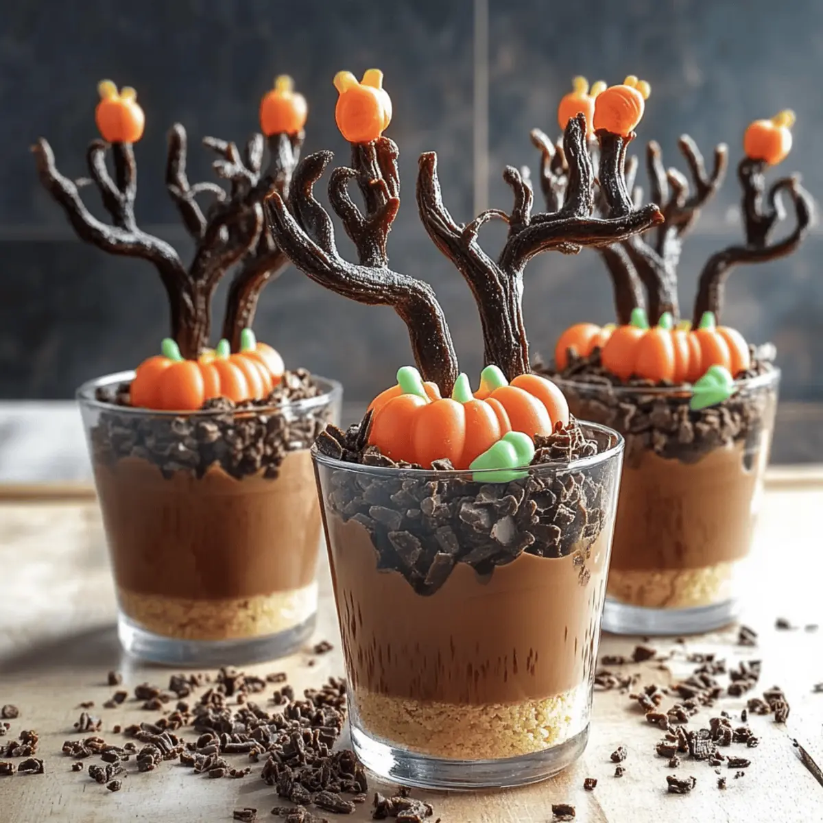Delicious Spooky Forest Pudding Cups for Halloween Fun
