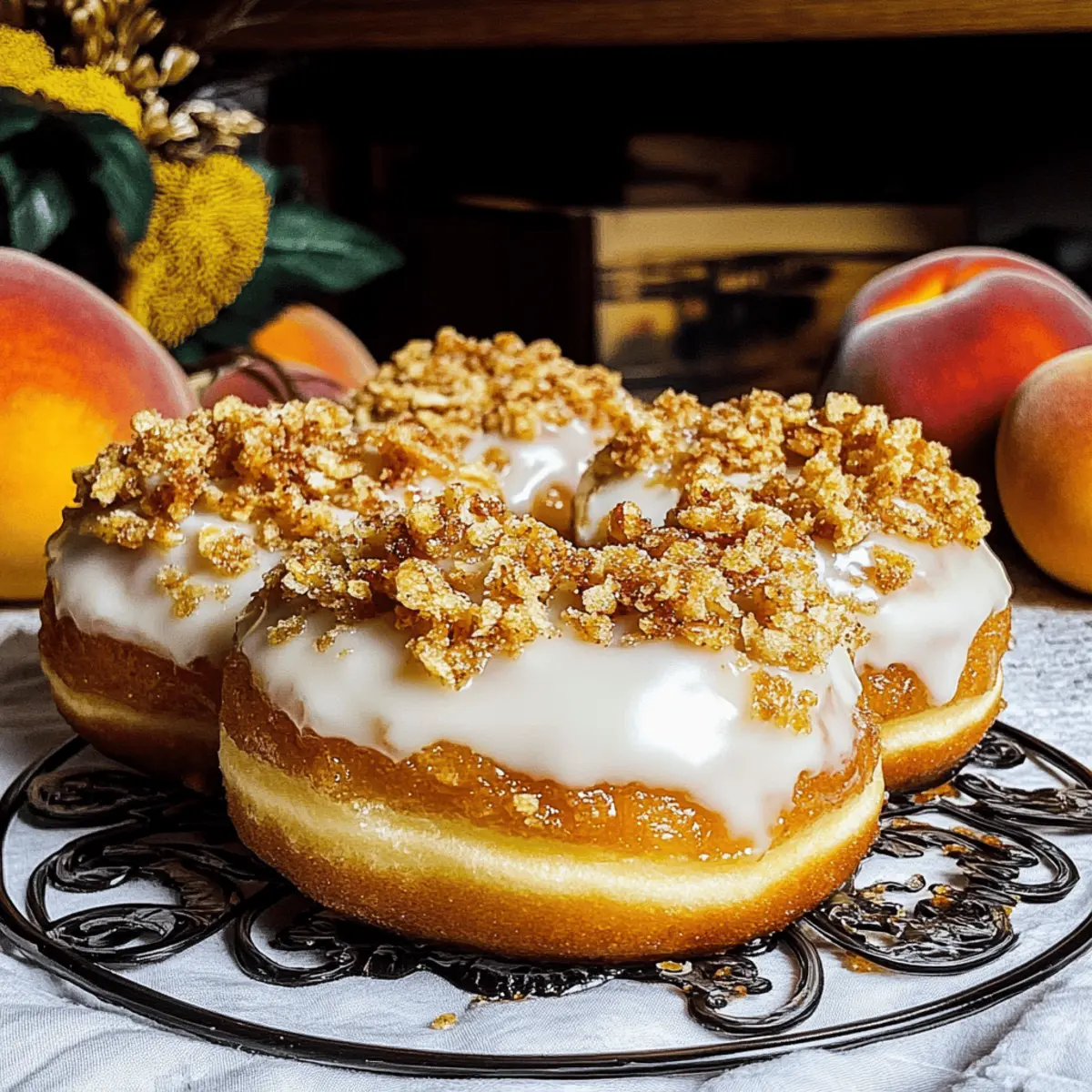 Peach Crisp Filled Doughnuts for a Sweet Autumn Treat