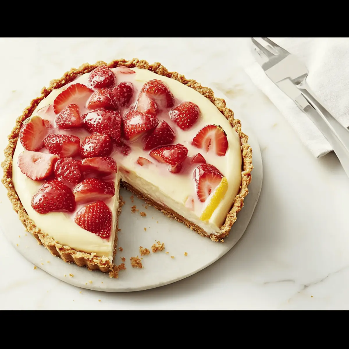 Zesty Strawberry-Lemon Cheesecake Tart You’ll Love