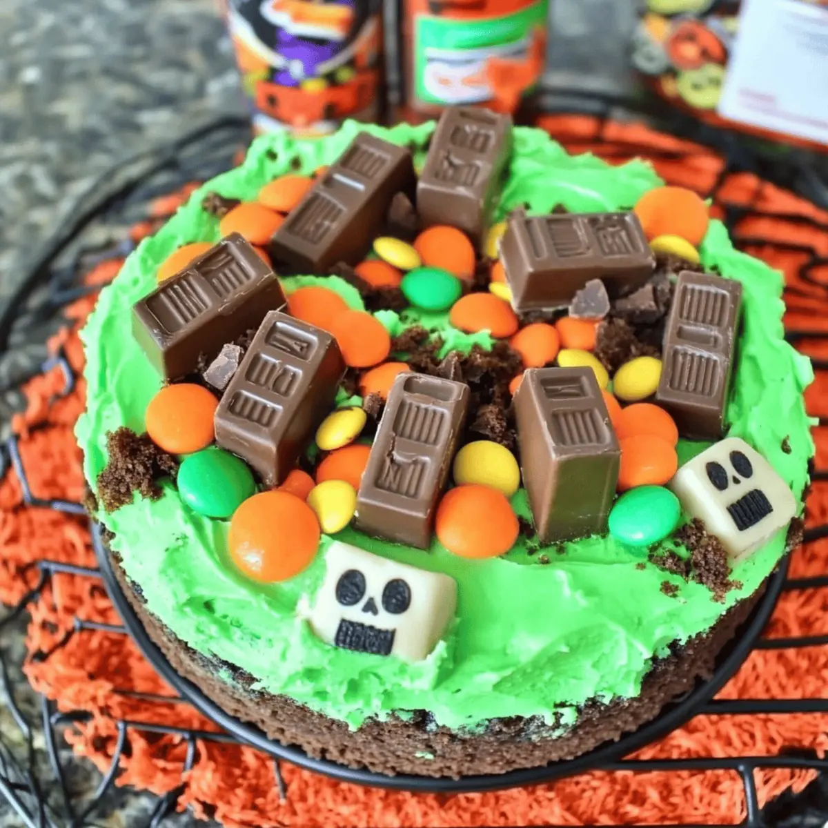 Halloween Graveyard Kit Kat Cake for a Spooktacular Treat