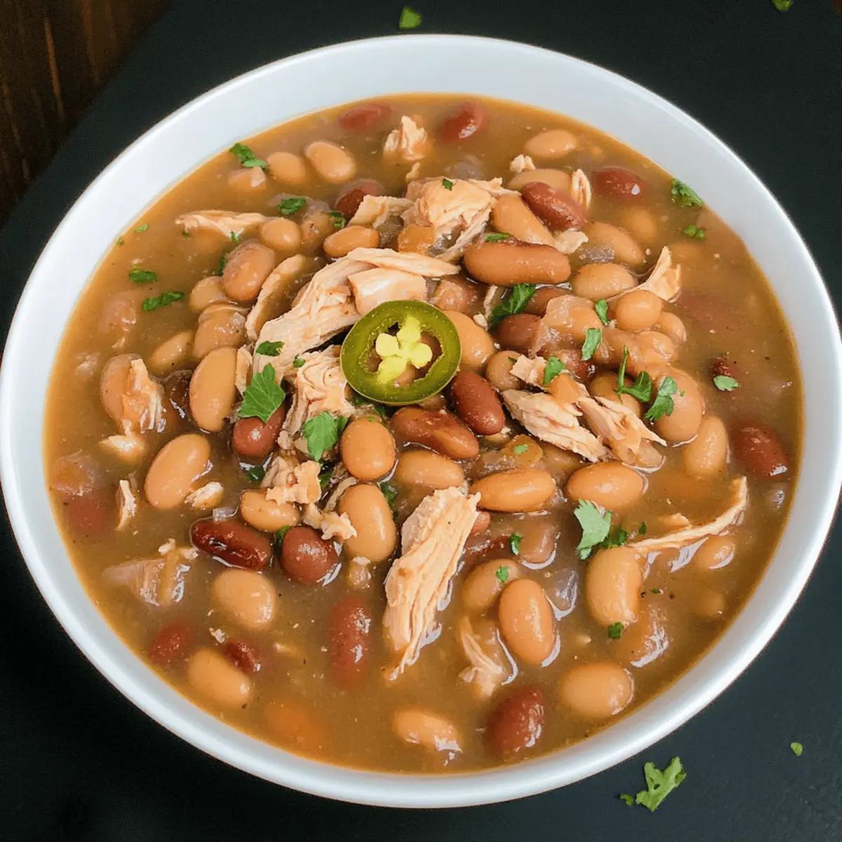 JalapeA±o Beans with Shredded Chicken whucae