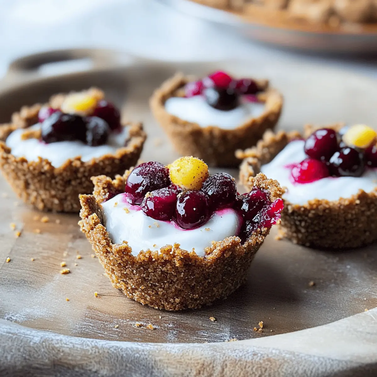 Mini Cranberry-Cheesecake Pies with Gingersnap Magic
