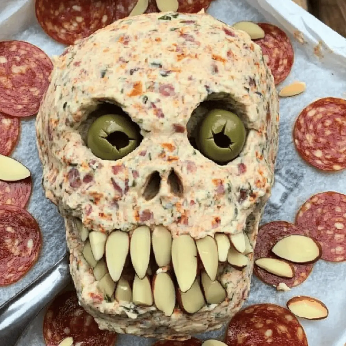 Pepperoni Skull Cheese Ball: A Spooky Treat for Halloween Fun