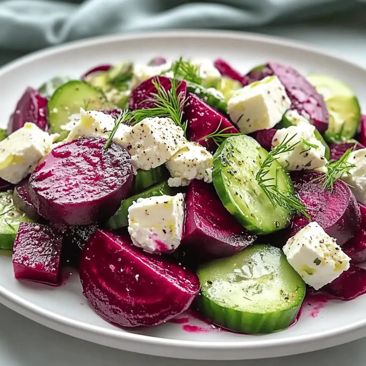 Vibrant Beet Feta Salad with Cucumber and Dill Delight