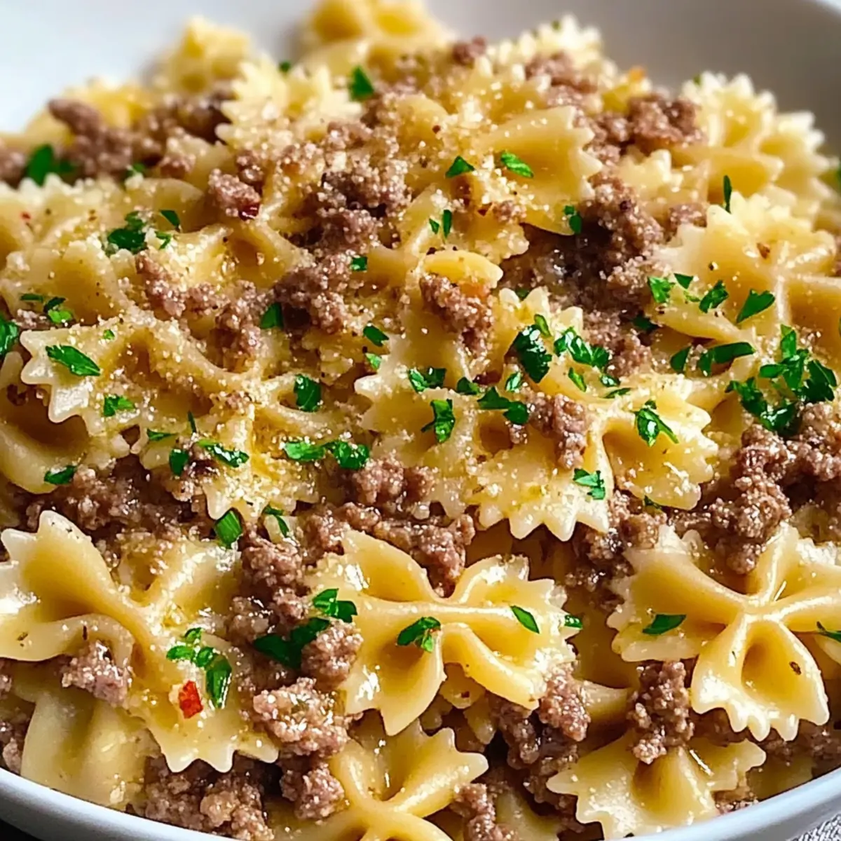 Garlic Butter Bowtie Pasta with Ground Beef: A Cozy Delight