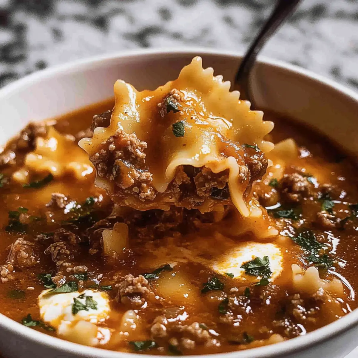 One Pot Lasagna Soup That's Comfort in a Bowl