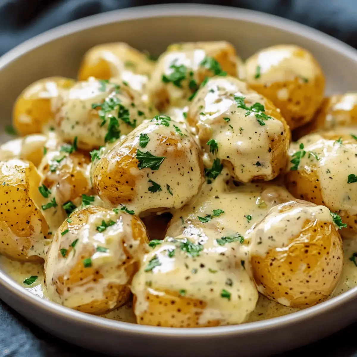 Creamy Garlic Sauce Baby Potatoes amokih