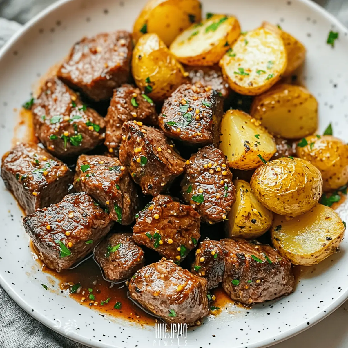 Garlic Steak Bites and Potatoes vhurqy