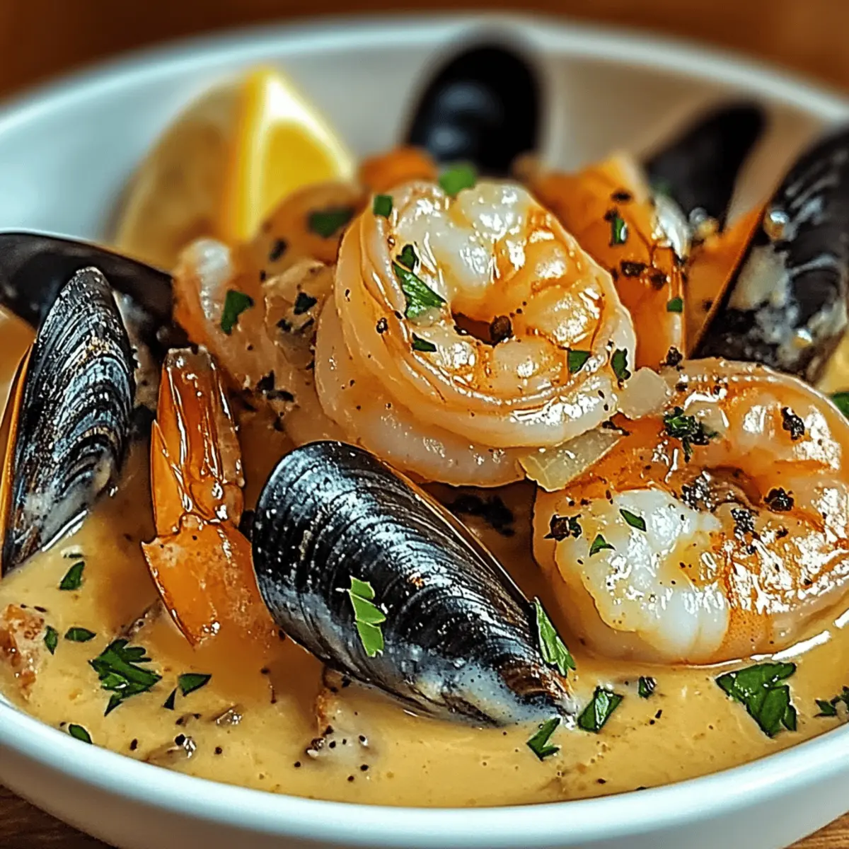 Shrimp and Mussels in Creamy Garlic Sauce nwpgjd
