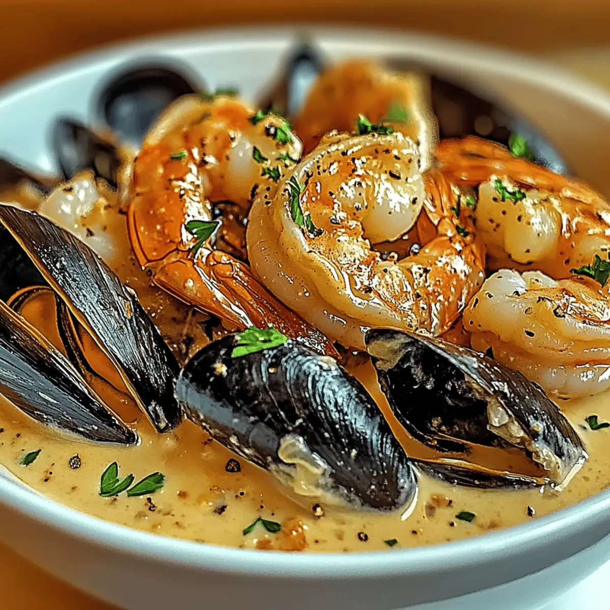 Shrimp and Mussels in Creamy Garlic Sauce for Cozy Nights