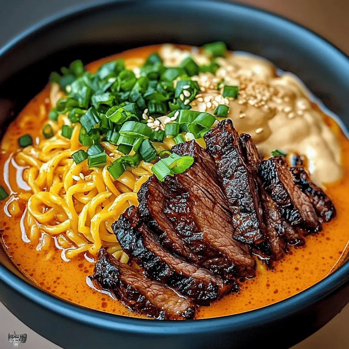 Spicy Korean Ramen with Grilled Beef Creamy Sauce mabysn
