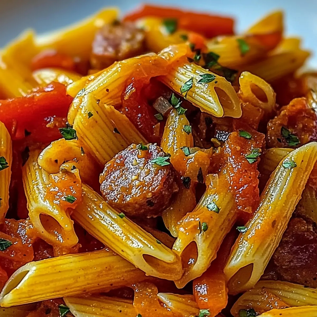 Delicious Sweet Pepper Sausage Pasta in Just One Pan
