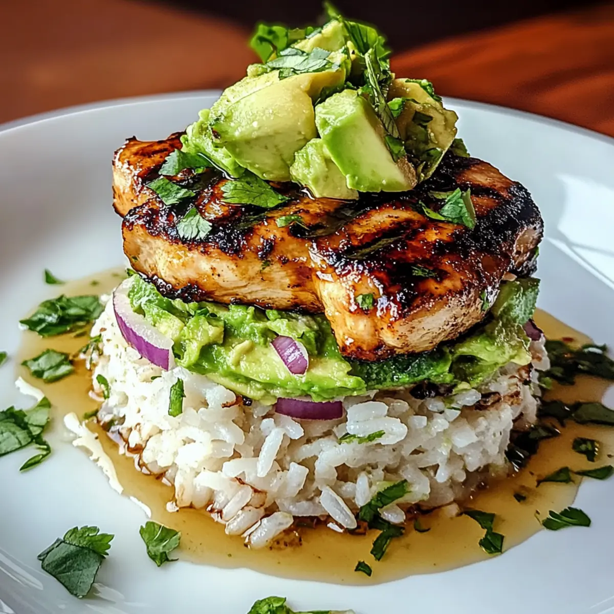 Honey Lime Chicken & Avocado Rice Stack: Flavorful & Quick!