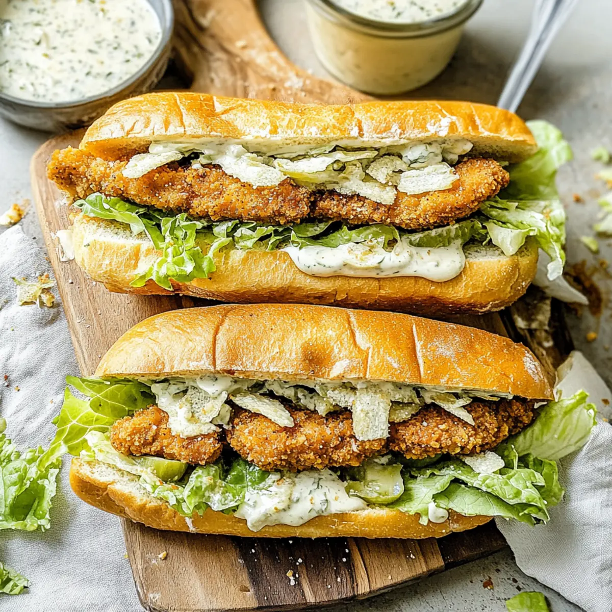 Crispy Chicken Caesar Sandwiches with Homemade Dressing