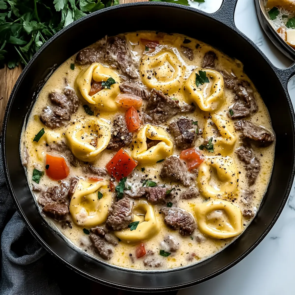 Cheesesteak Tortellini in Creamy Provolone Sauce Bliss