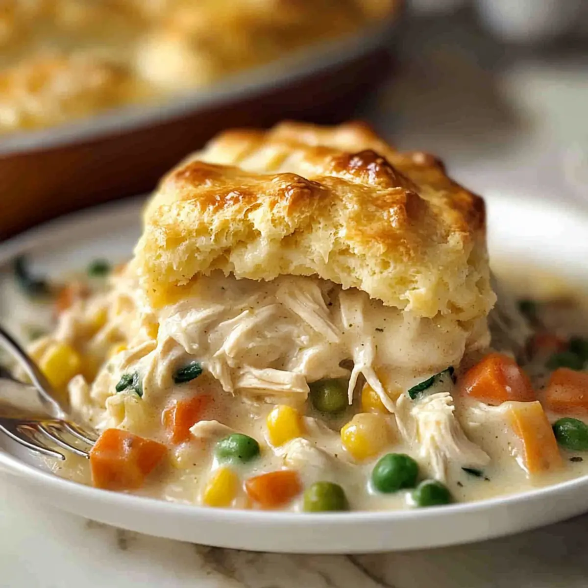 Comforting Chicken Pot Pie with Biscuits for Cozy Nights