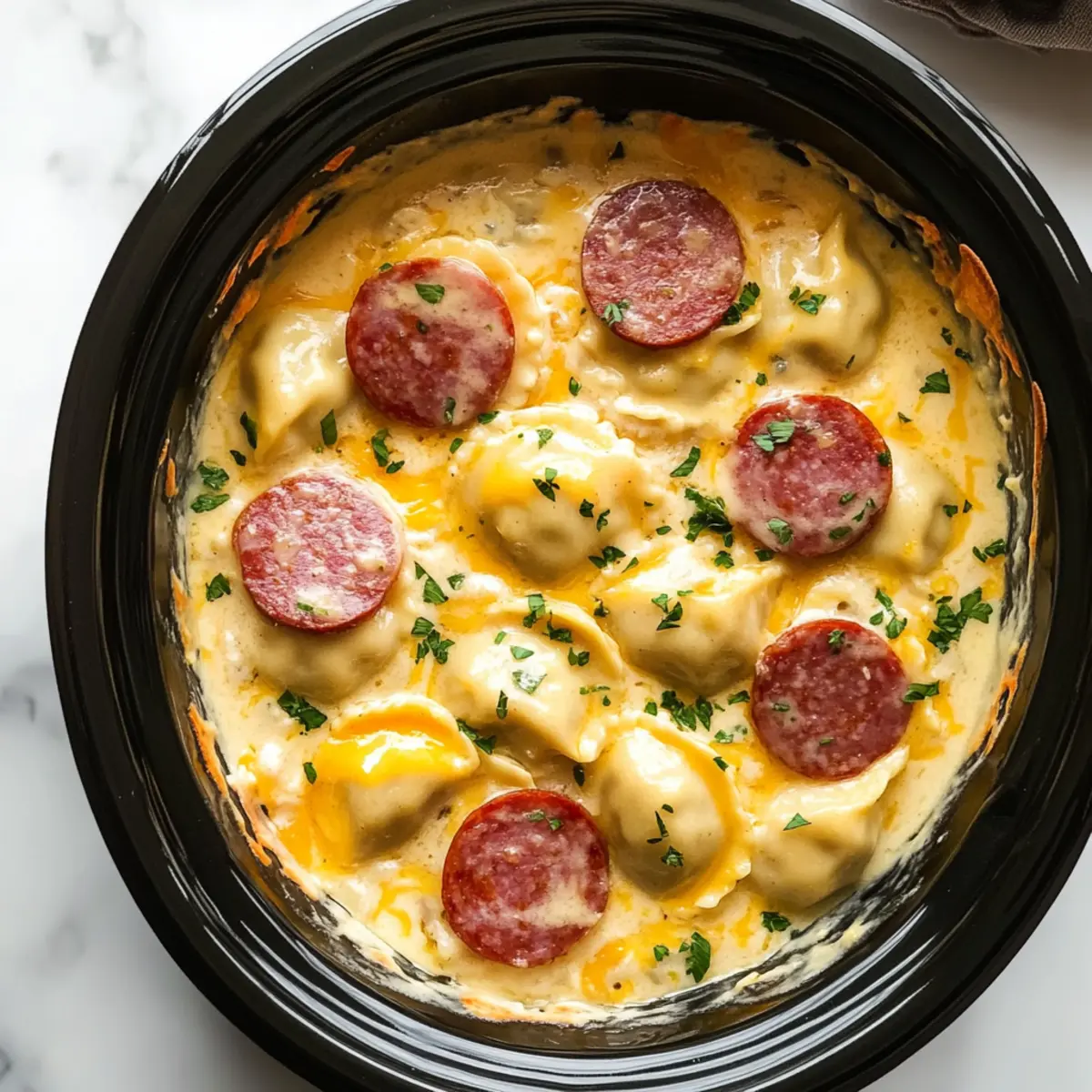Cozy Crockpot Pierogi Casserole with Kielbasa Delight