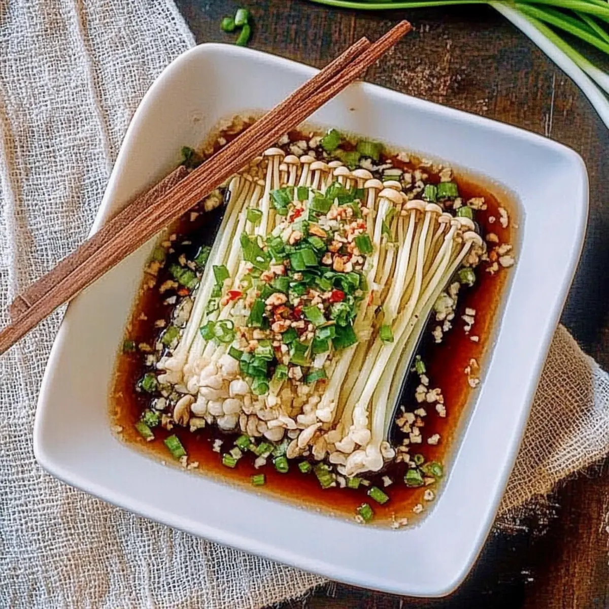 Delicious Enoki Mushrooms with Garlic & Scallion Sauce Magic