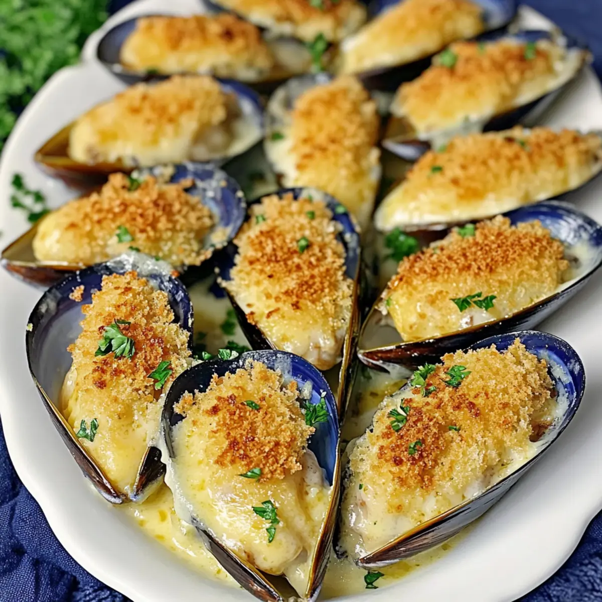 Savory Stuffed Baked Mussels with Creamy Garlic Bliss