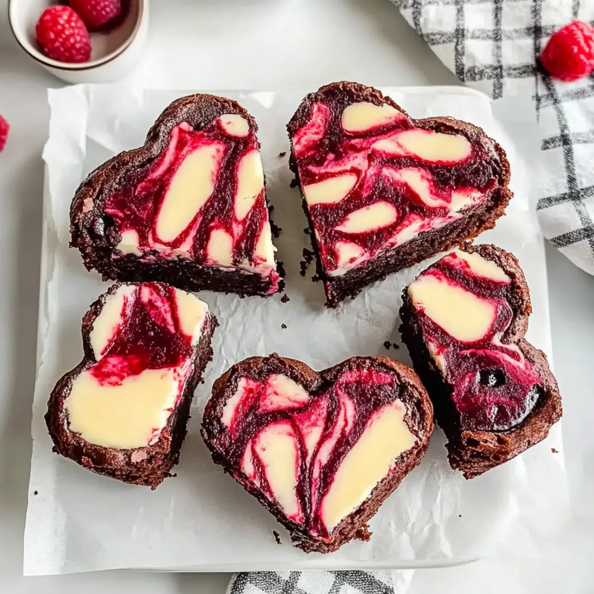 Heart Shaped Brownies with Raspberry Swirl for Sweet Moments