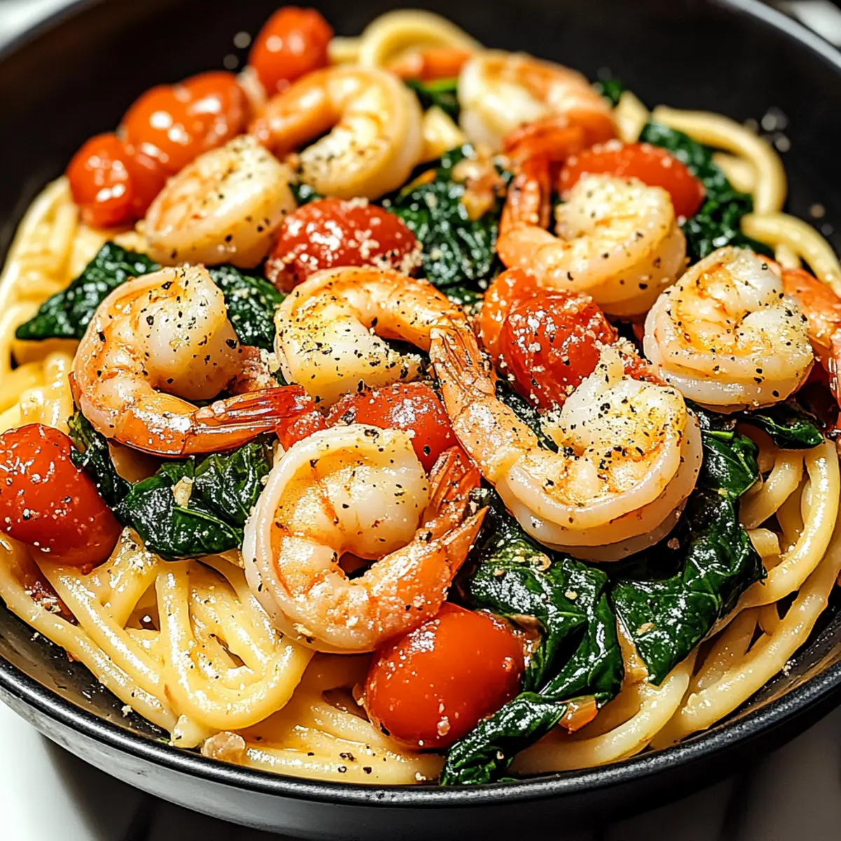 Tomato Spinach Shrimp Pasta That Melts in Your Mouth