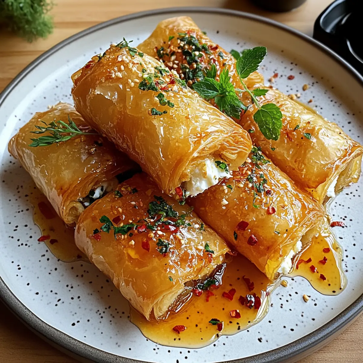 Crispy Fried Feta Rolls with Chili Honey for a Flavor Boost