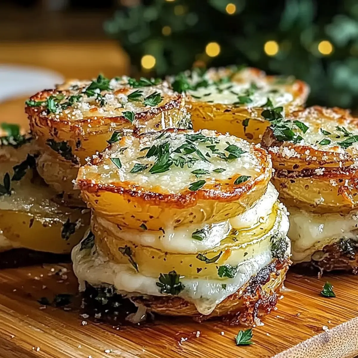 Irresistibly Creamy Roasted Garlic Parmesan Potato Stacks