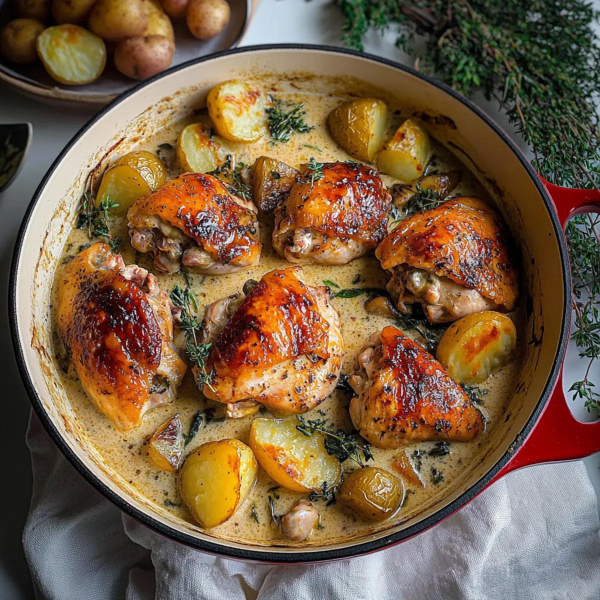 Irresistible Herb Roasted Chicken in Creamy White Wine Sauce