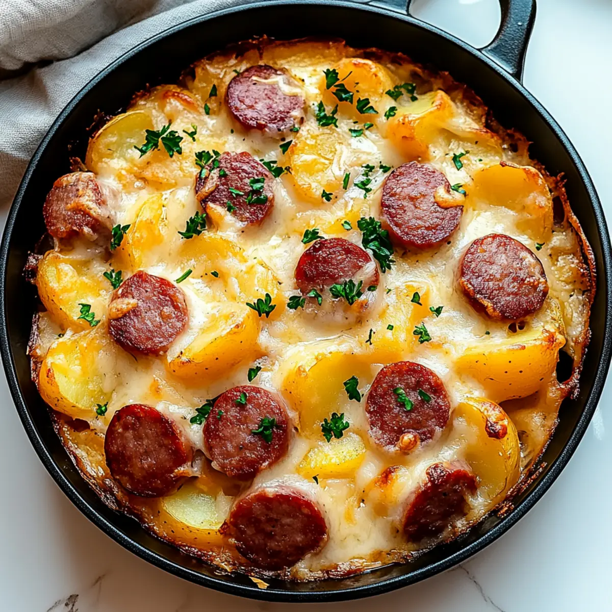 Kielbasa Sausage Cheesy Potato Casserole That Heals the Soul