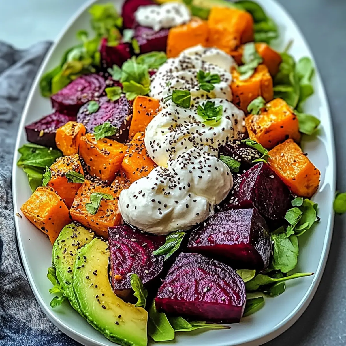 Roasted Beet, Sweet Potato & Avocado Salad Blissfully Nourishing
