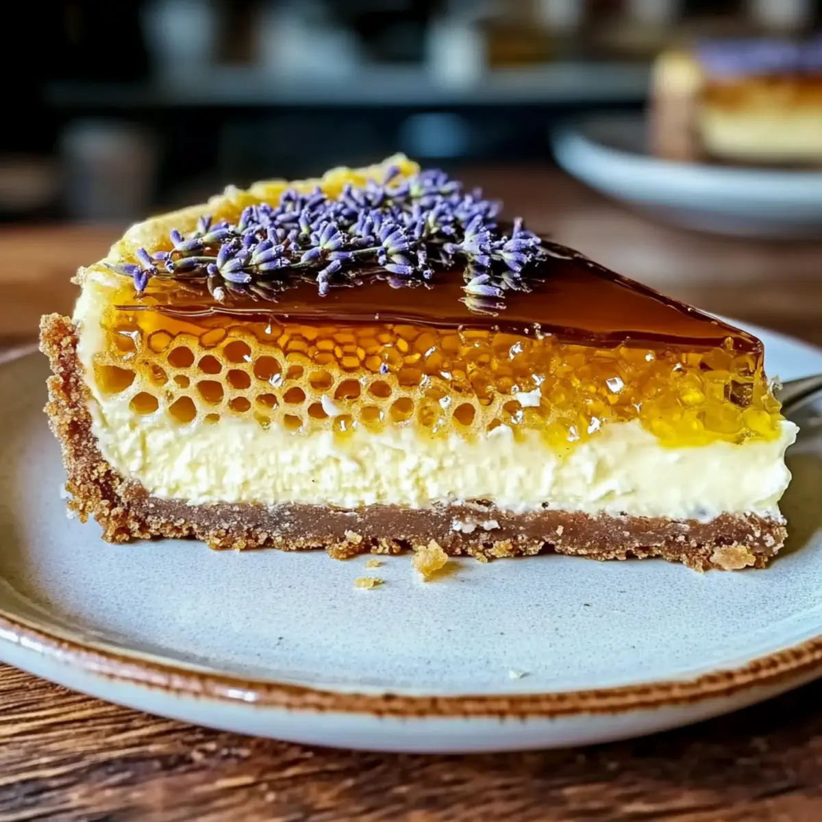 Lemon Lavender Cheesecake Topped with Honeycomb Bliss