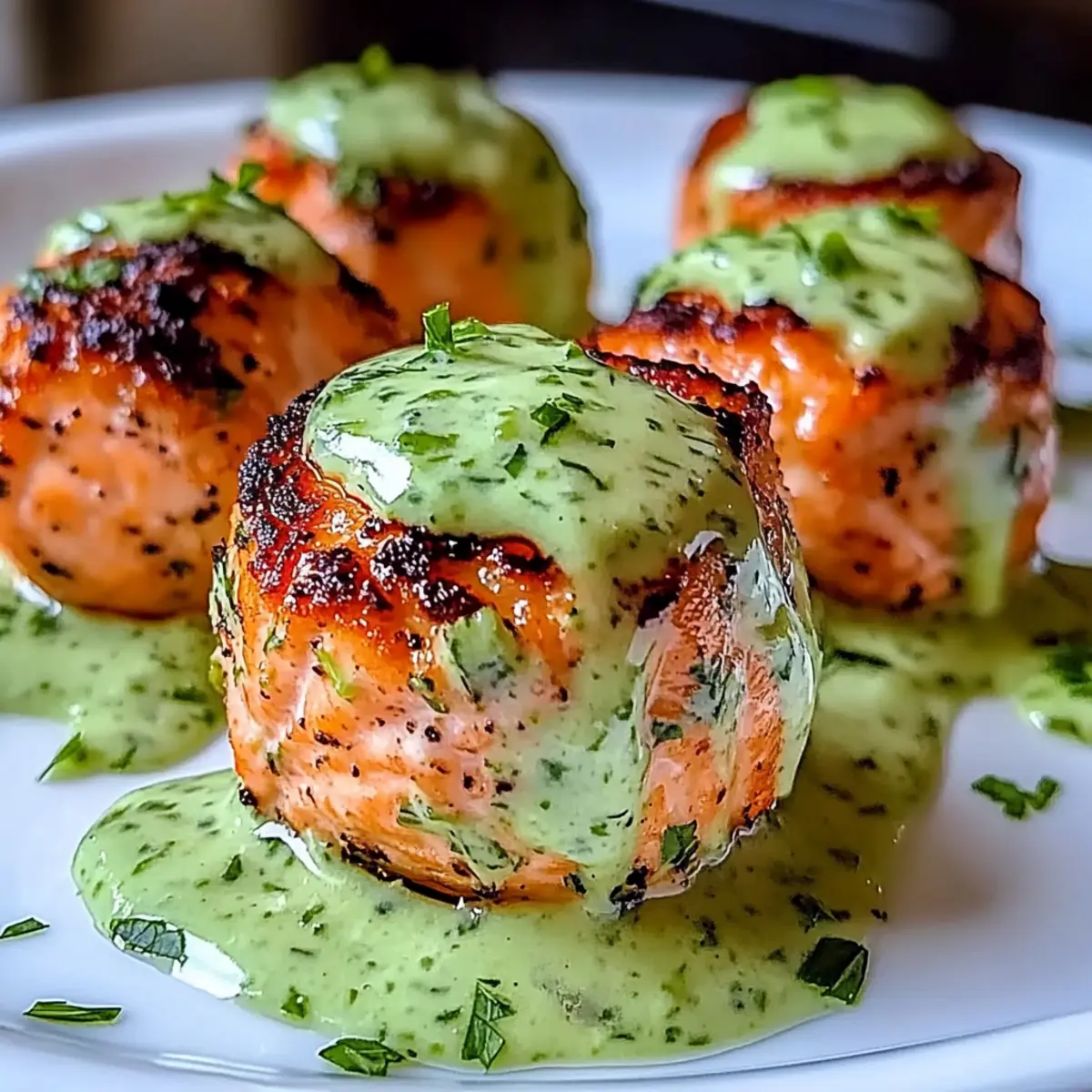 Savory Salmon Balls with Creamy Avocado Sauce Delight