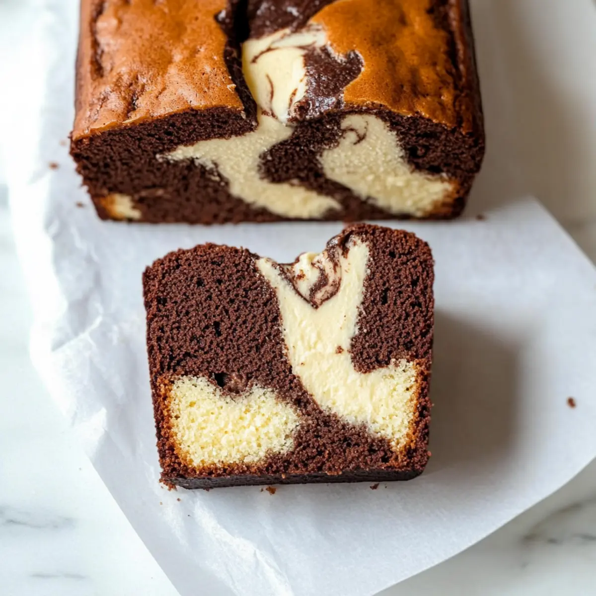 Indulge in White and Dark Chocolate Marble Cake Bliss