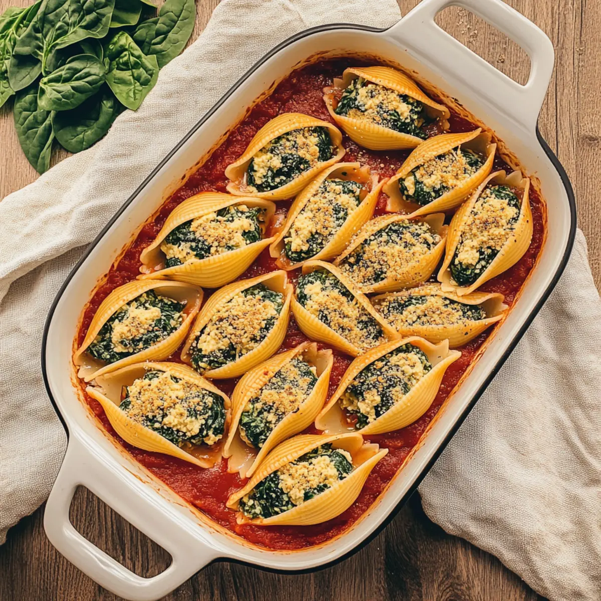 Tofu Ricotta Stuffed Shells with Spinach for Ultimate Comfort