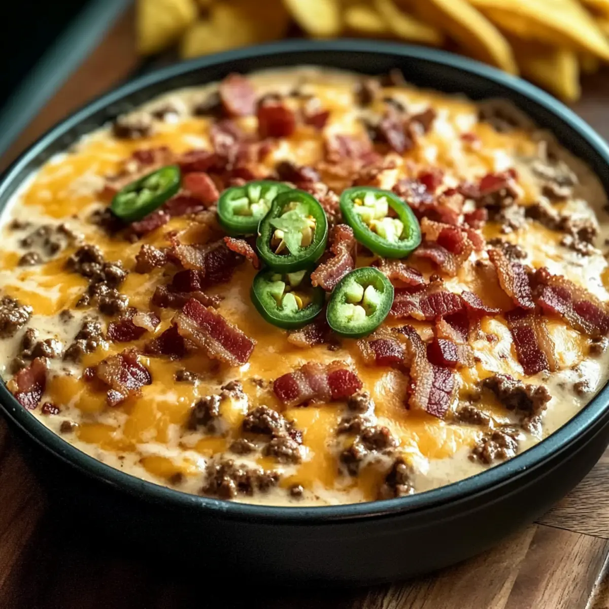 Bacon Cheeseburger Queso Dip: The Creamy Game Day Delight