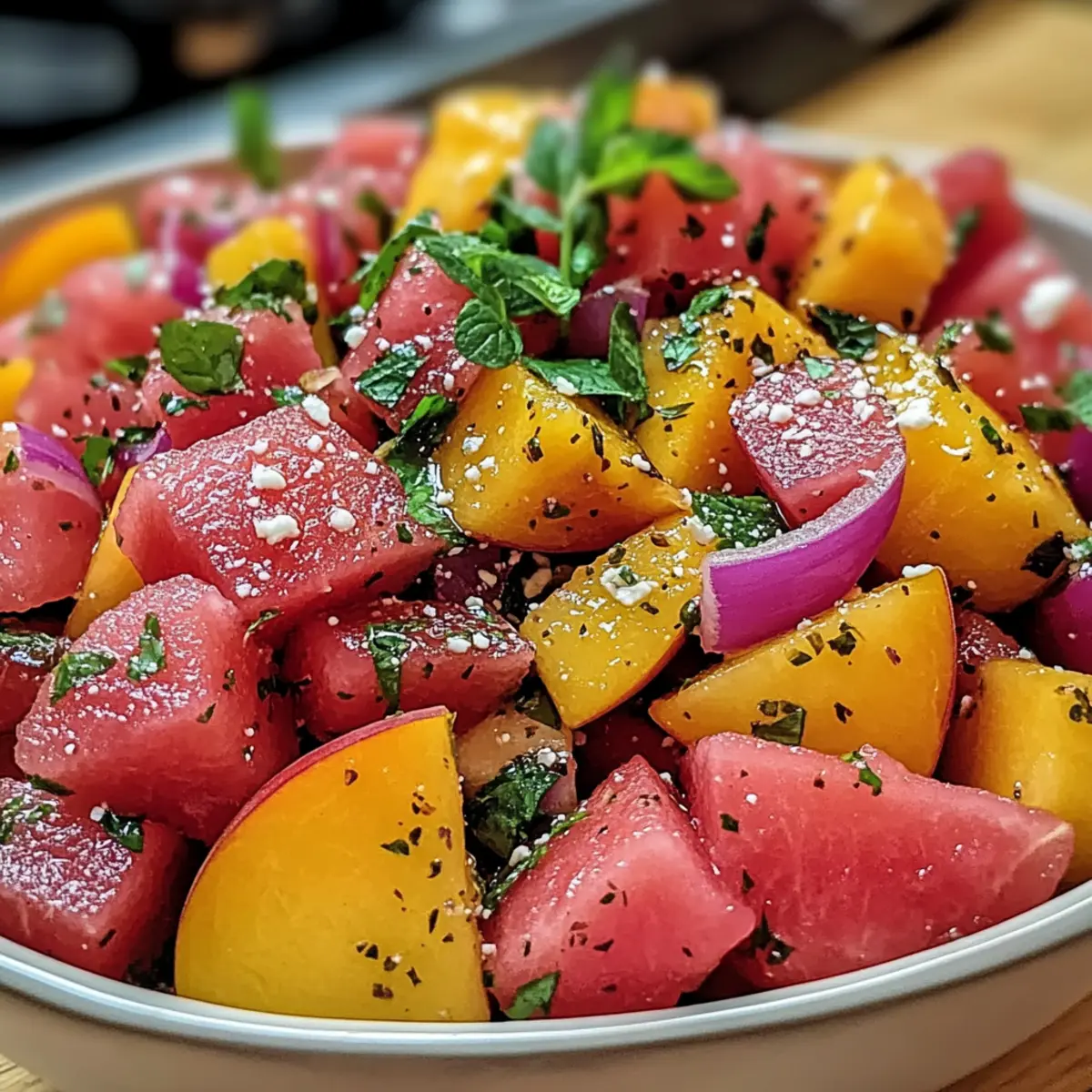 Delicious Peach Watermelon Salad That's Perfect for Summer!