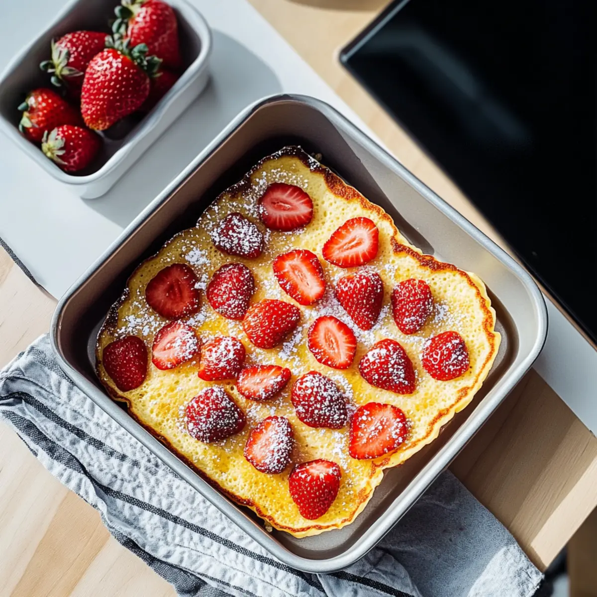 Fluffy Cottage Cheese Oven Pancakes with Strawberries Bliss
